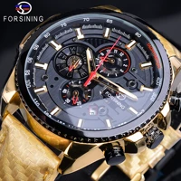 forsining men wrist watches luxury golden mechanical male clock automatic wristwatch smooth genuine leather strap herren horloge