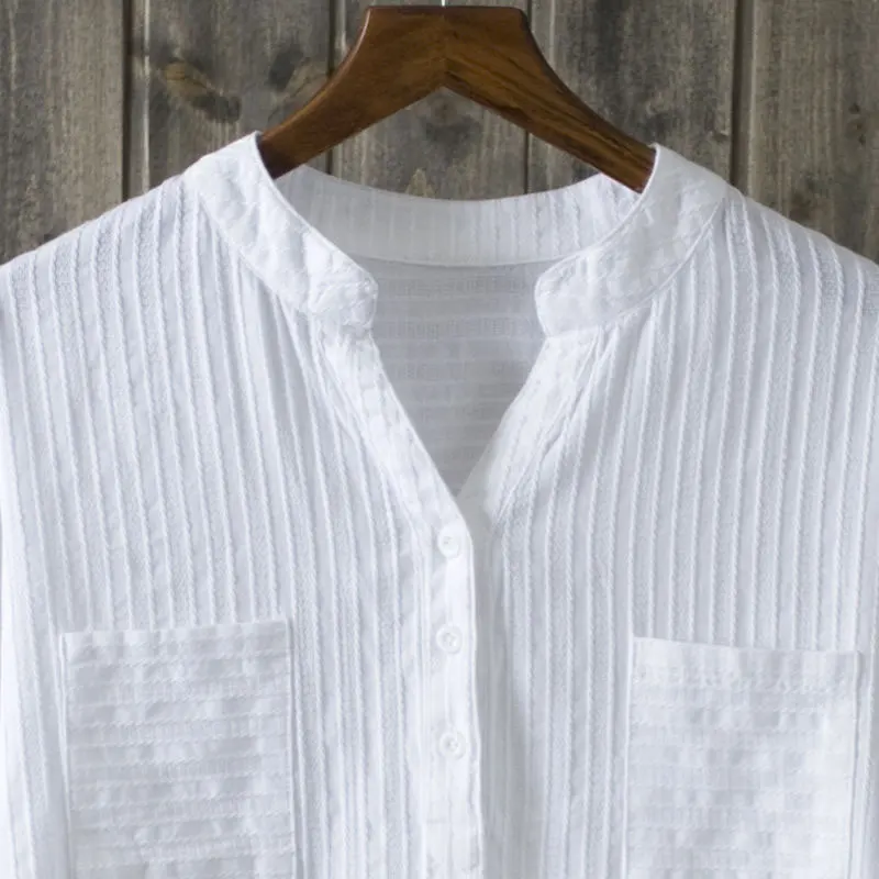 Женская Свободная блузка с длинным рукавом белая Повседневная из 100% хлопка v