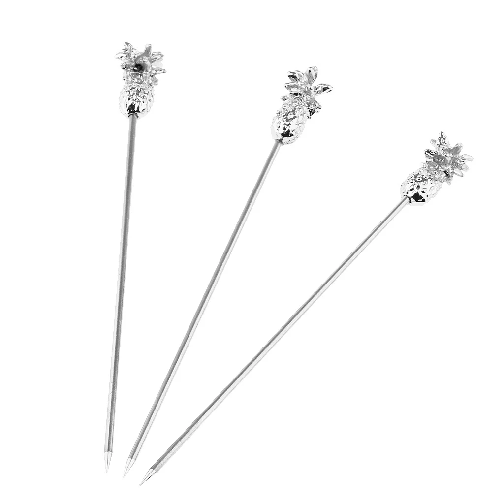 3 шт. палочки из нержавеющей стали с фруктами и ананасами для коктейлей