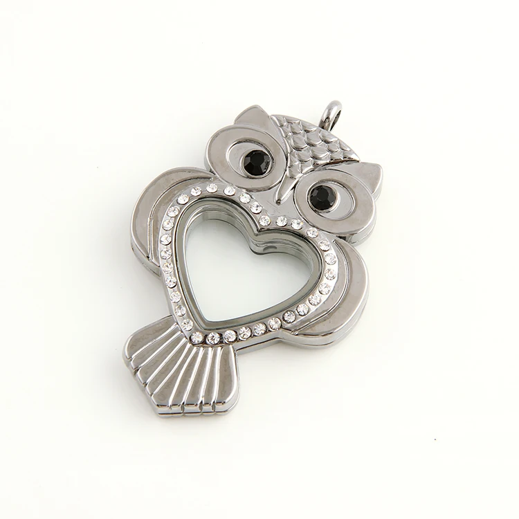 10 шт./лот Бесплатная доставка Сердце Сова Форма сплав плавающий медальон стекло