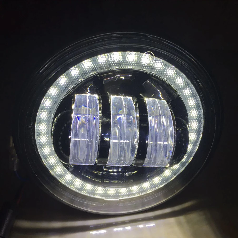 Упаковка из 2) 4,5 светодиодный LED противотуманные огни с Красный демон средства ухода для век/Белый DRL/Янтарный поворотов Halo мотоцикла