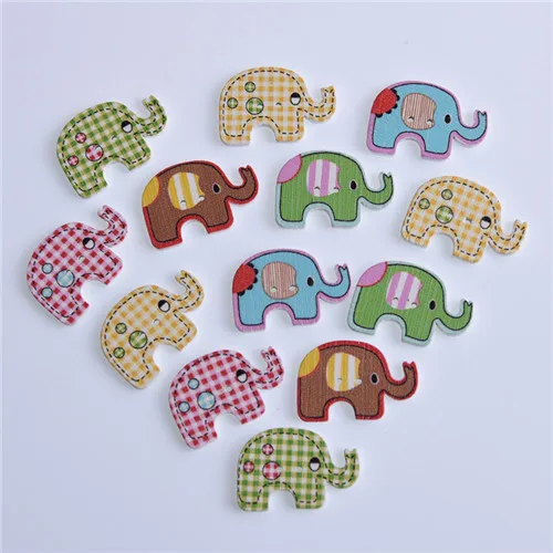 Elephant 50 шт смешанные животные 2 отверстия деревянные Кнопки для скрапбукинга ремесла DIY Детские аксессуары для шитья одежды пуговицы украшения - Цвет: Elephant