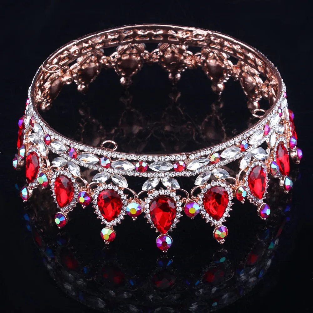 Винтажные тиары и короны в стиле барокко с красными кристаллами - купить по