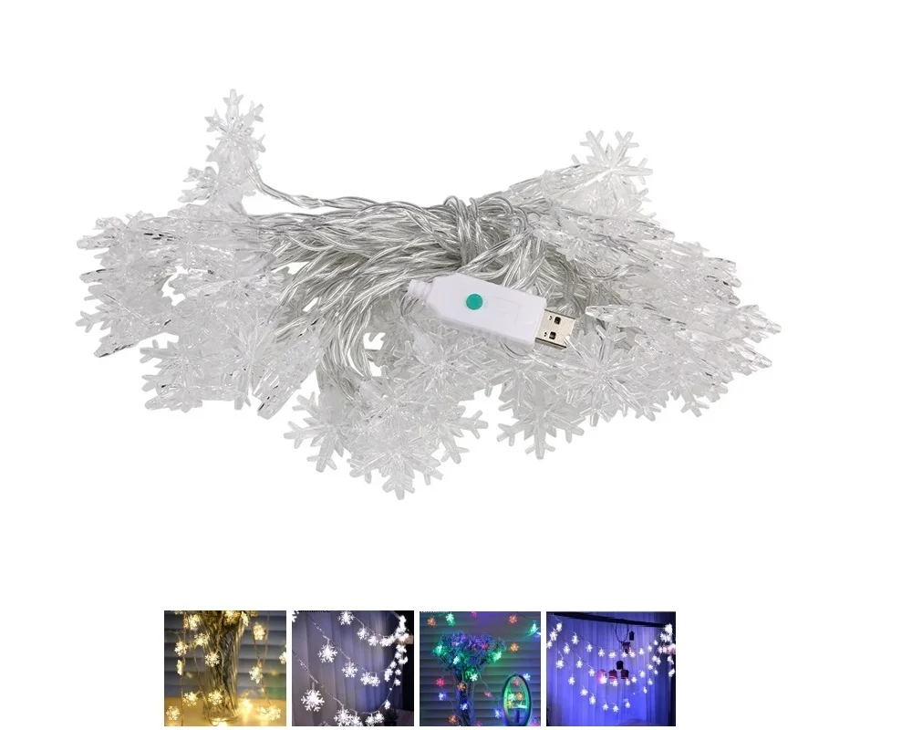 СВЕТОДИОДНАЯ Гирлянда в виде снежинок 10 м 60 светодиодов|Светодиодная лента| |