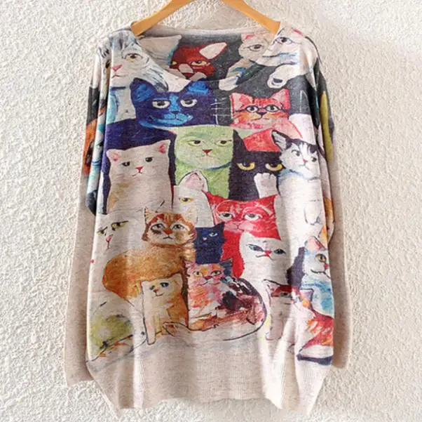 Женская футболка с принтом кошки осенняя одежда длинным рукавом для женщин топы