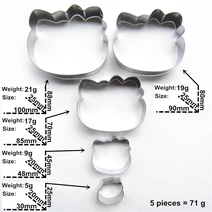 5 шт. формы для украшения торта из нержавеющей стали