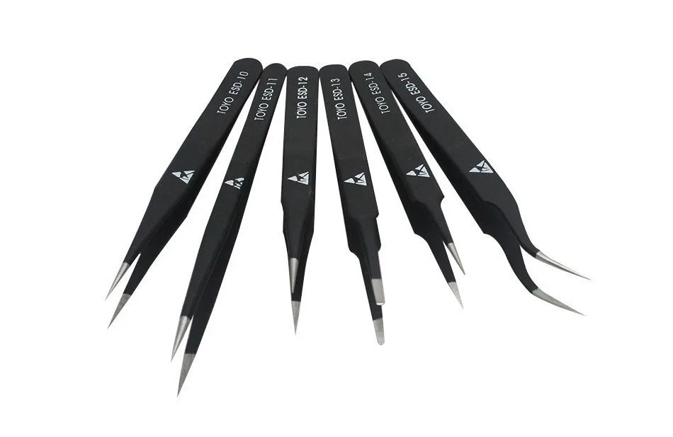 

Tweezers Set Good Quality TOYO Anti-static ESD 10-15 For Soldering Rework 6pcs/lot