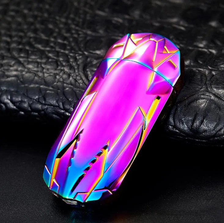 Sportscar Форма USB Зажигалка для сигарет; защита от ветра Heatwire Can лазерный логотип плазмы - Цвет: purple