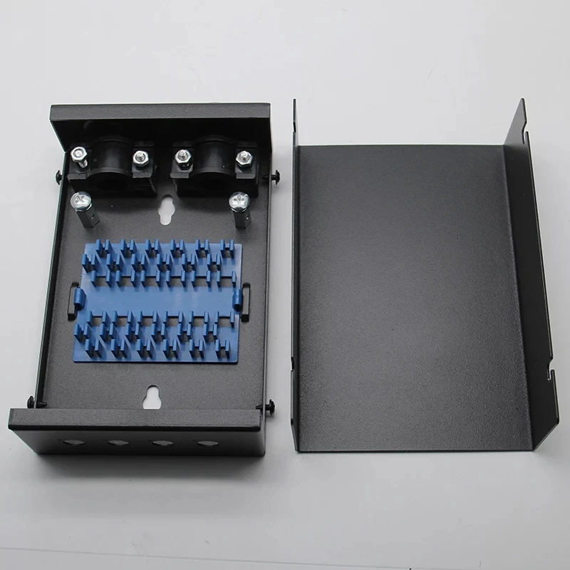 3pcs 4 cores FTTH ST blank terminal box SPCC 6 ports ST fiber optic patch panel FTTX distribute box black ELINK 1.2mm thickened