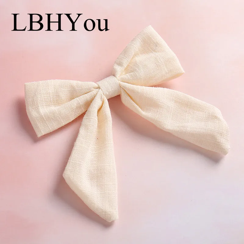light yellow 1 шт. Hant галстуком-бабочкой в комплекте, Красивый хлопковый льняной бант-заколка для волос, школы для девочек бант для волос аксессуар, зажим для волос - Цвет: light yellow