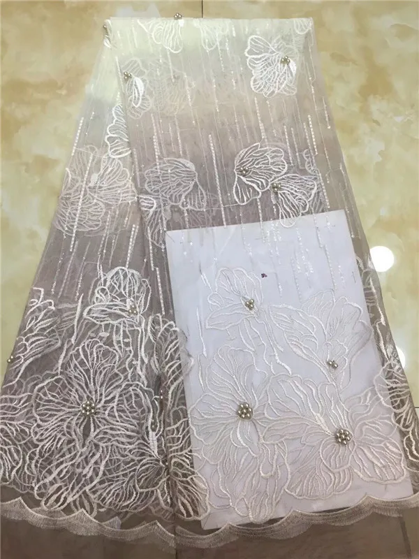 Высококачественная кружевная ткань ручной работы с бисером кружевной тканевый