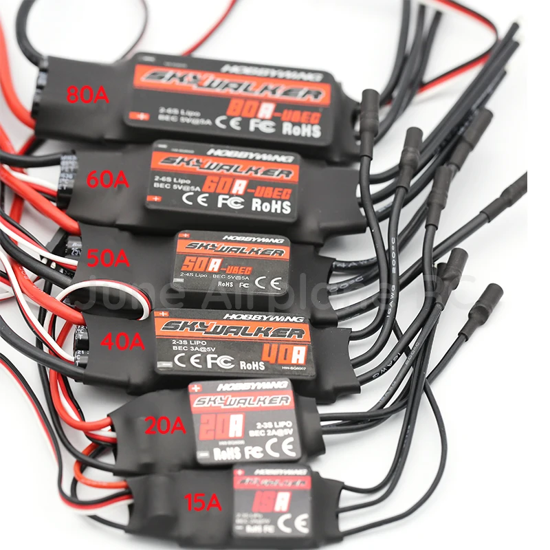 

Лидер продаж Hobbywing SkyWalker 15A 20A 40A 50A 60A 80A 2-4S 2-6S электрический регулятор скорости ESC для радиоуправляемого самолета мультикоптера