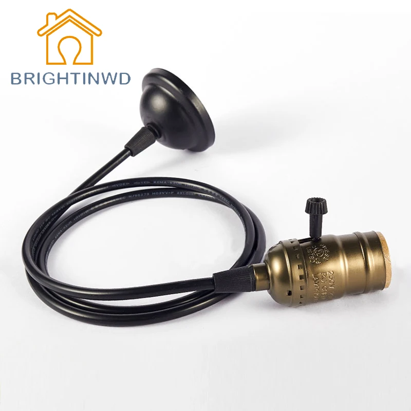 Ретро лампа Эдисона E27 розетка Держатель Античная латунная ламповая основа шнур