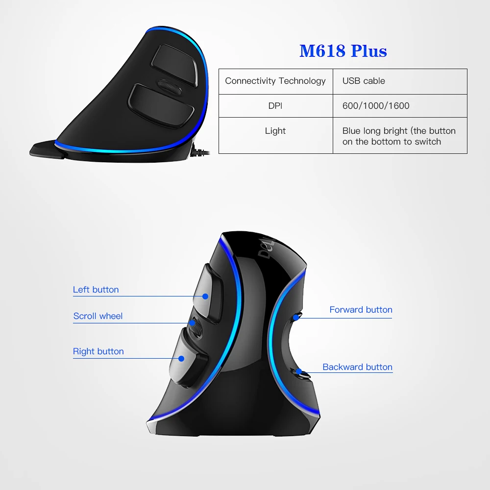 Delux M618 Plus RGB игровая мышь, оптическая проводная мышь, эргономичная мышь s Gamer, 6 кнопок для ПК, ноутбука, настольного компьютера csgo dota 2