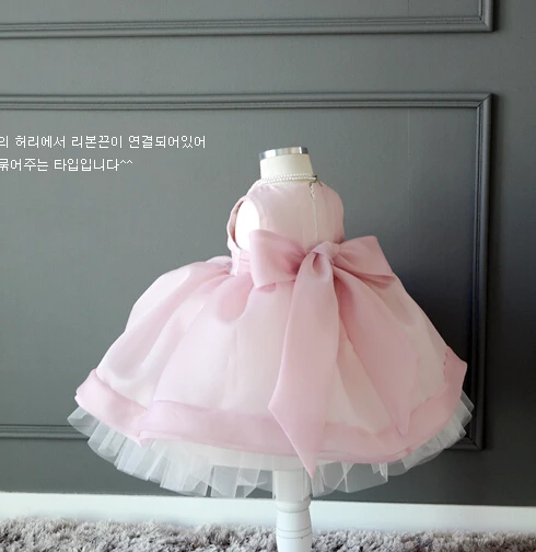 Dusty pink ball gown tutu princess 1 year Birthday party Dress for Baby girl with bow knee-length baptism christening dress | Детская