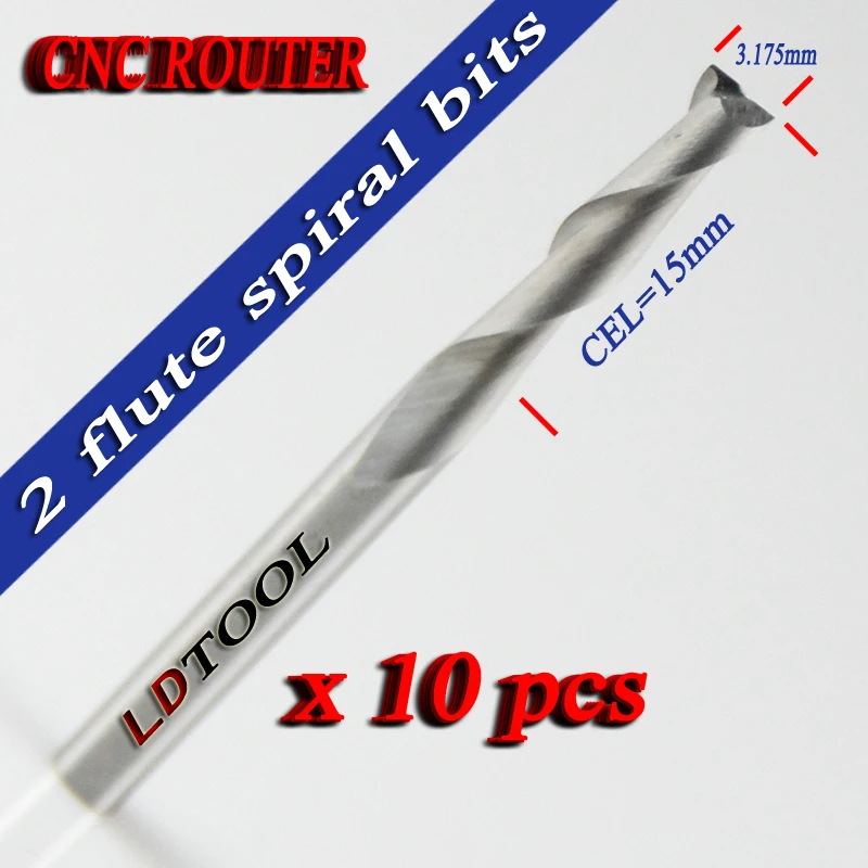 Спиральные сверла с двумя канавками из карбида древесины ЧПУ 10 шт./лот 3 175X15 мм для