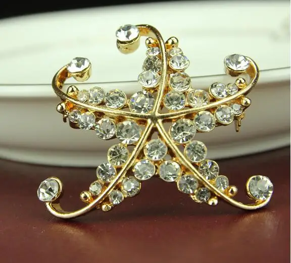 Personality Starfish Brooch Jewelry For Women/men Fashion Pins Metal Scarf Wedding Gift Diy Jewellery Accessories | Украшения и