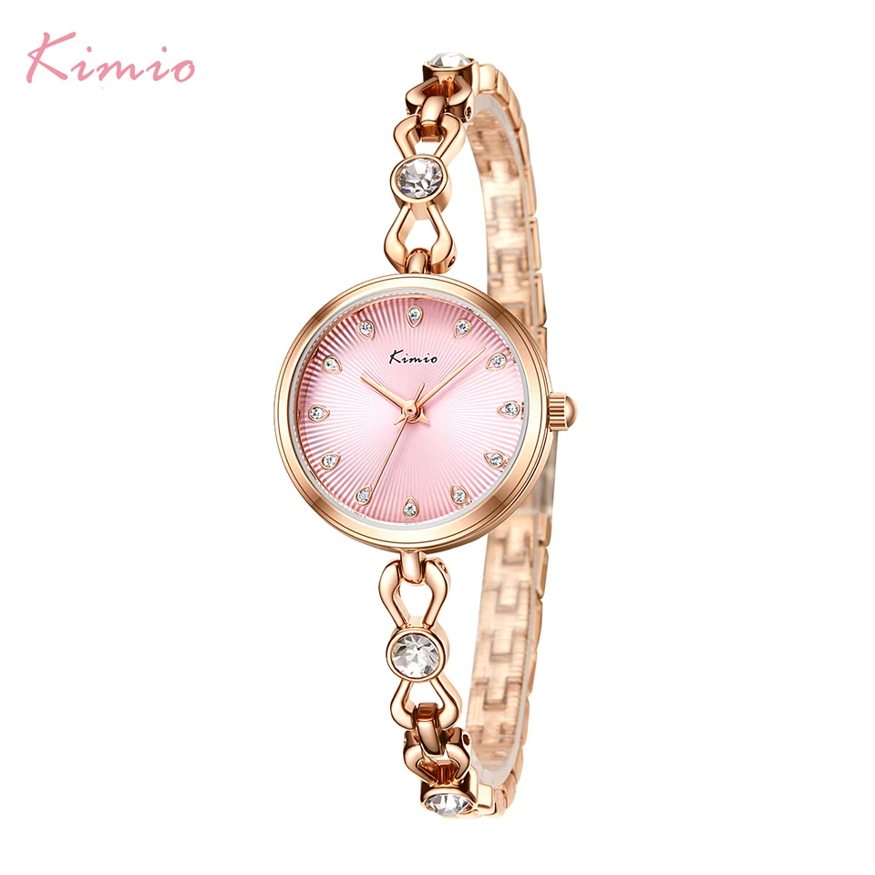 KIMIO Brand Small Dial Quartz Watches For Women Ladies Stainless Steel Hollow Thin Bracelet Watch Delicate Crystal Wristwatch