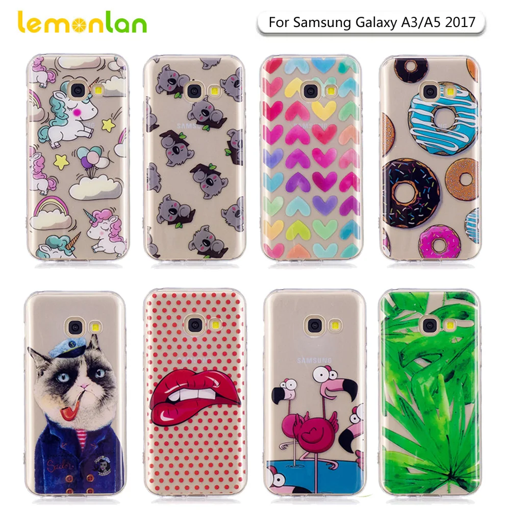 Lemonlan для Samsung A520 чехол Мода Фламинго Ясно Мягкие TPU кремния назад телефона Galaxy A3 A5