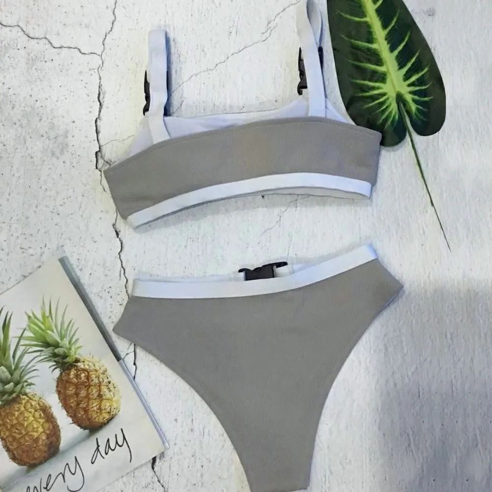Heal The Summer 2019 New Two Piece Swimwear Swimsuit Padded Push-up Bikinis Sexy Adjustable button Belt Bandage hotsale Buckle |