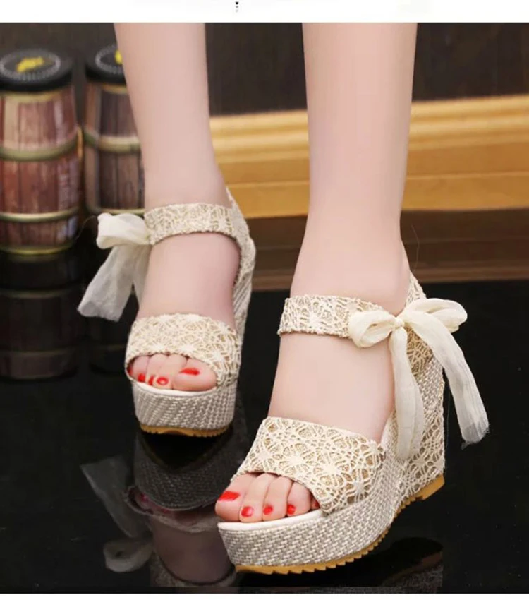 

Women Sandals 2019 Summer New Open Toe Fish Head Fashion platform High Heels Wedge Sandals female shoes women shoes Size 35-40