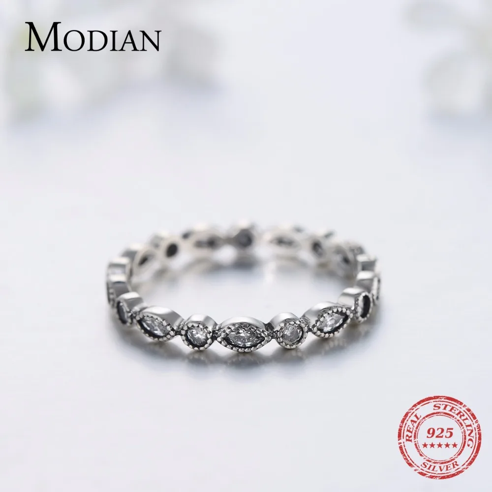 Modian Аутентичные 925 стерлингового серебра сверкающие кольца для женщин CZ