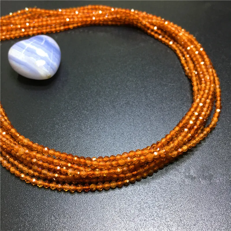 

2/3/4MM 1Strand/Pack 100% Natural Orange Garnet Stone Round Section Loose Bead Strands Jewelry Beads