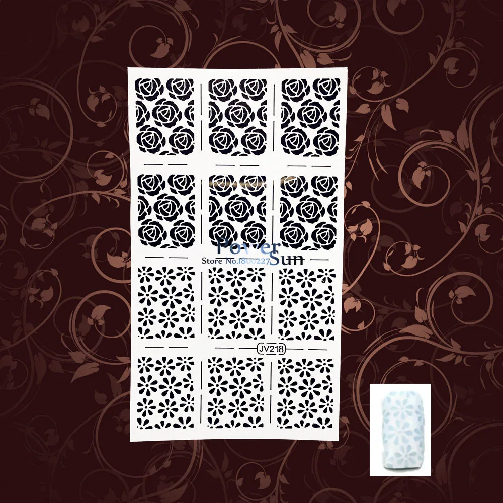 Узор розы полый шаблон для дизайна ногтей Фольга УФ-Гель-лак изображение