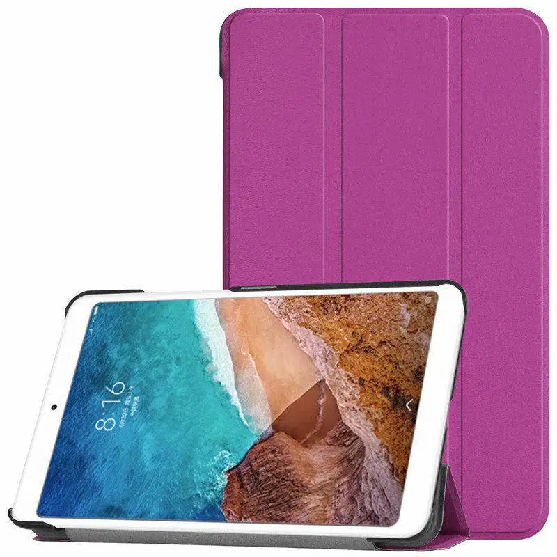 Тонкий флип-чехол из искусственной кожи для Xiao mi pad4 чехол на планшет 8 дюймов mi Pad 4 Stand Smart Painted защитный чехол для телефона - Цвет: Purple