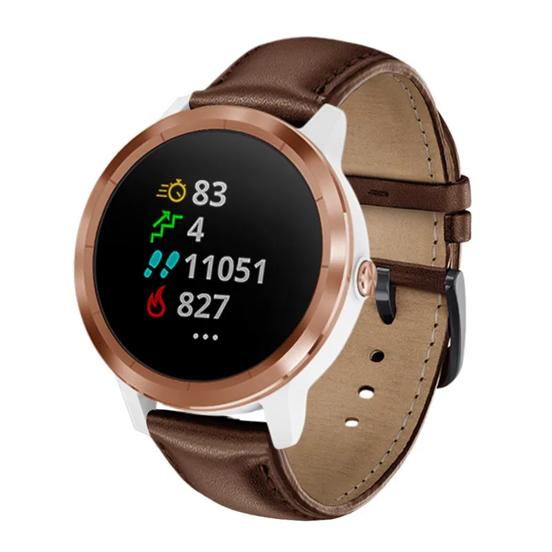 20mm High quality Leather bracelet For Garmin Venu vivoactive 3 music Forerunner 245 645 strap Smart Watch Quick release band