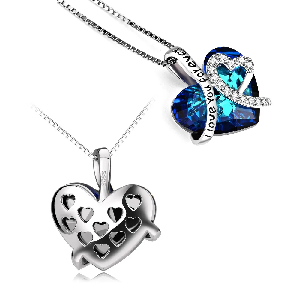 Ожерелье с подвеской в виде сердца от Swarovski бренд Aoboco I Love You Forever серебро 925 пробы