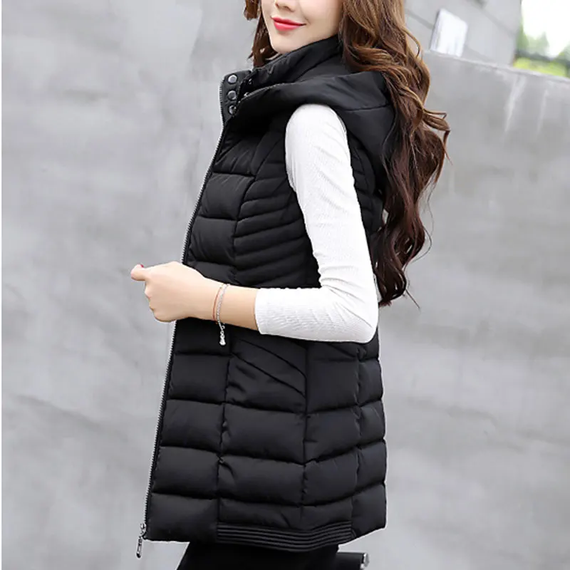 Thickened Women Cotton Vest 2017 Autumn And Winter Hooded Warm Jacket Leisure Wind Colete Feminino ls367 | Женская одежда