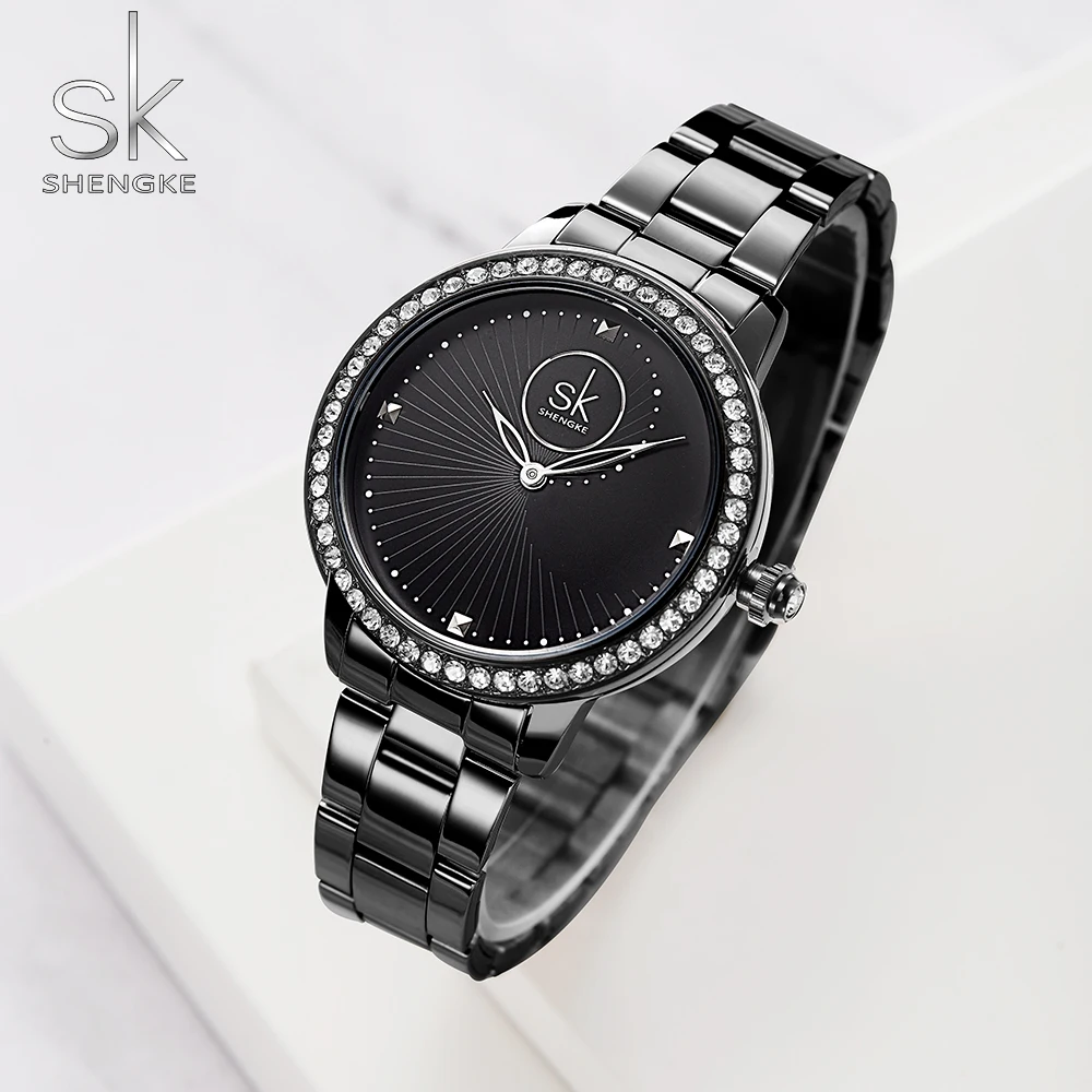 

Shengke Top Brand Luxury Women Watches Rhinestone Fashion Women's Watches Stainless Steel Ladies Watch Women Clock Reloj Mujer