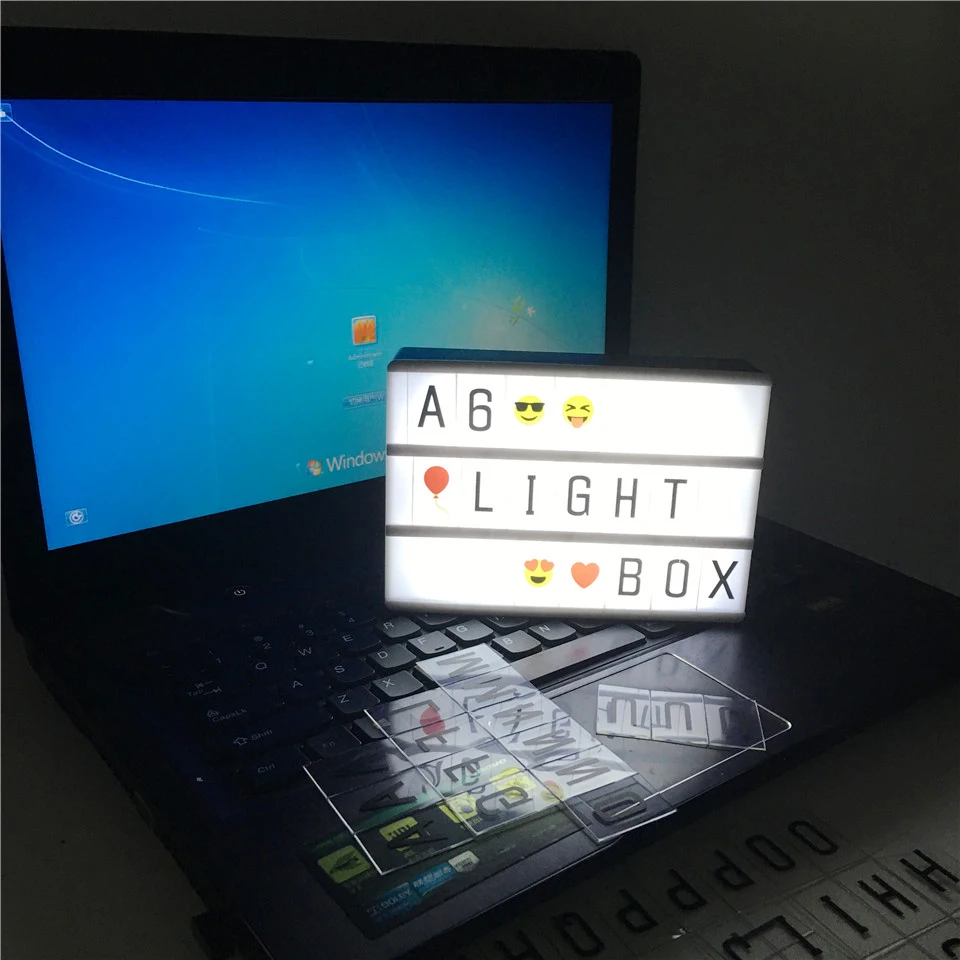 Прямая поставка A6 Размеры Lightbox как дети фестиваль подарок на день рождения Diy Форум Световой коробка с черными буквами цифры