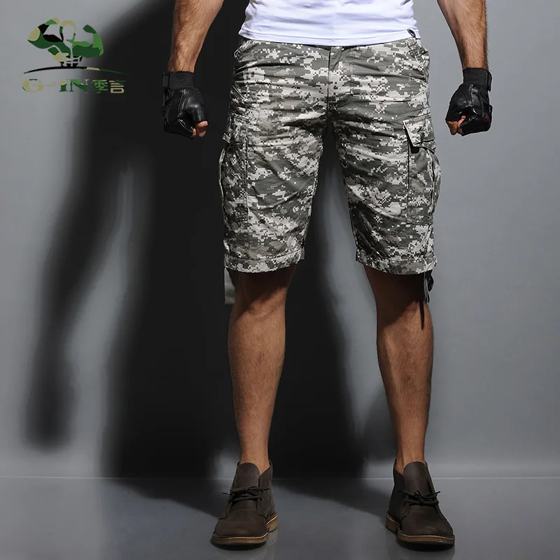 Новинка лета 2015 повседневные мужские шорты хлопок свободные половина камуфляжа