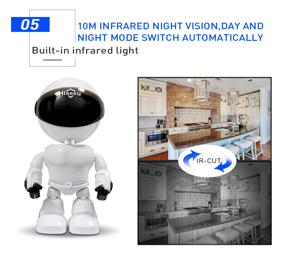 Hiseeu 2MP HD Беспроводная ip-камера Wi-Fi робот камера 1080P Wifi камера ночного видения IP Сетевая камера CCTV Двусторонняя аудио