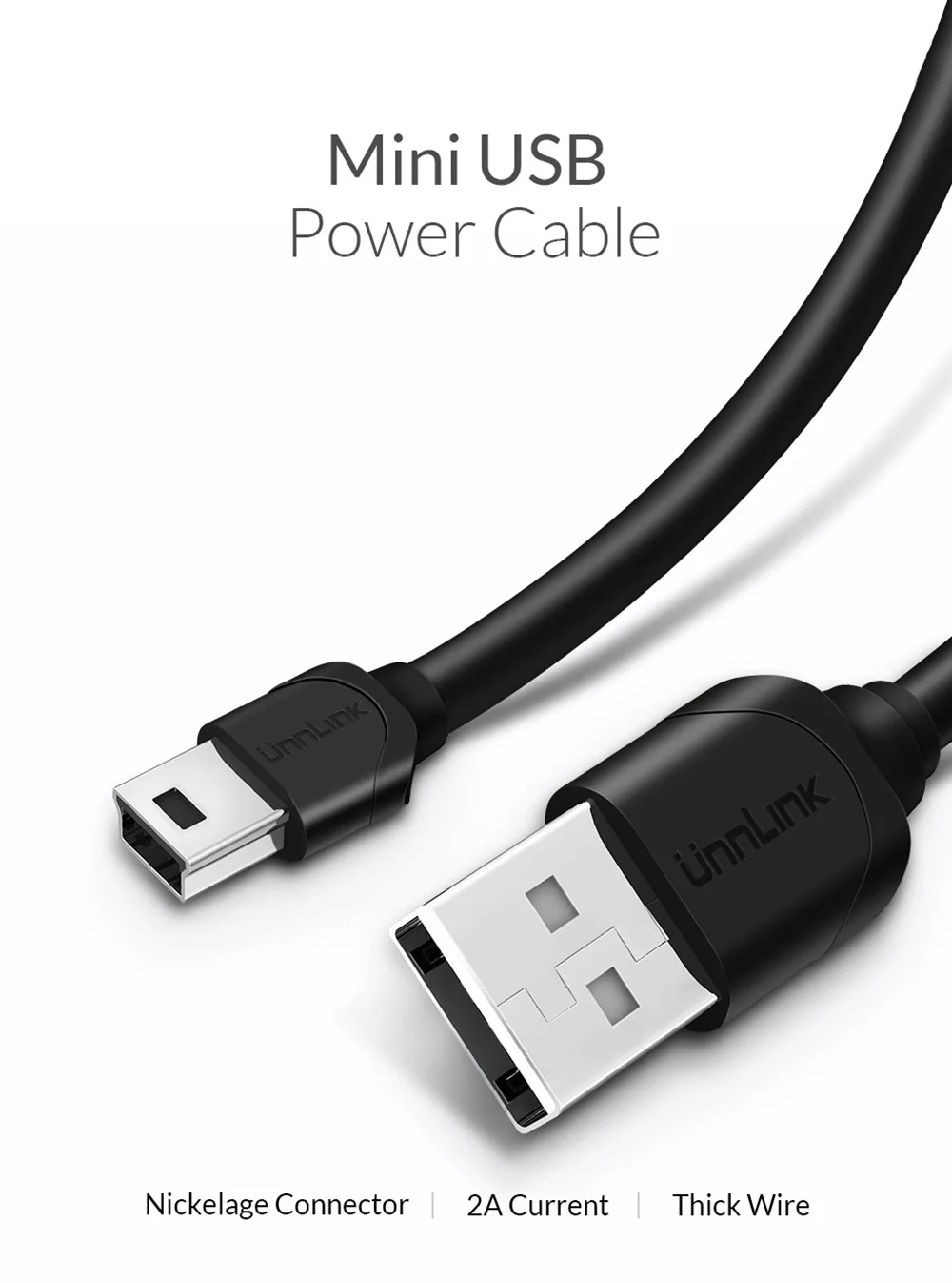 Unnlink мини-usb кабель питания 3,5 м DC 5 в 2A медный провод кабель питания шнур для автомобиля gps автомобильная камера рекордер POS DVR Dashcam