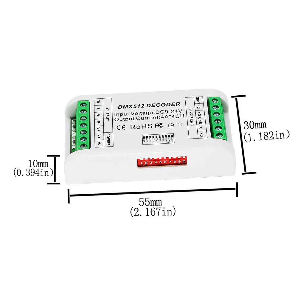 4 CH Mini DMX 512 LED Controller Channel RGBW Dimmer Decoder Driver For Strip Module DC9-24V 16A ST192 | Лампы и освещение