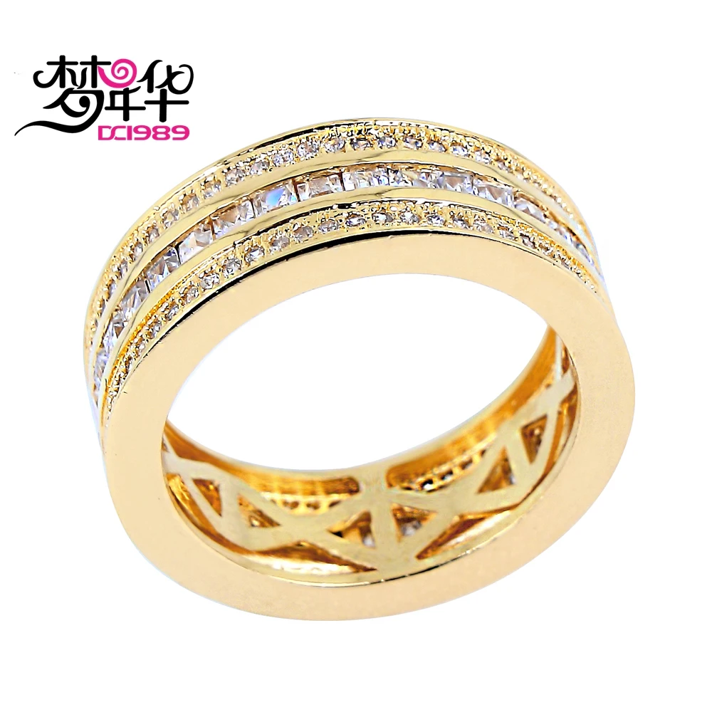Dreamcarnival 1989 наборное кольцо для Для женщин Классический Обручальное Rhodium Gold Цвет 3 рулонов CZ Юбилей подарок ювелирные изделия anillos