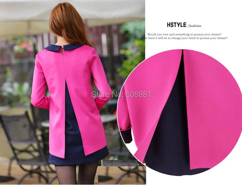 2016 Новая Зимняя Свободно Офис Платье для Женщин С Длинным Рукавом Большой плюс