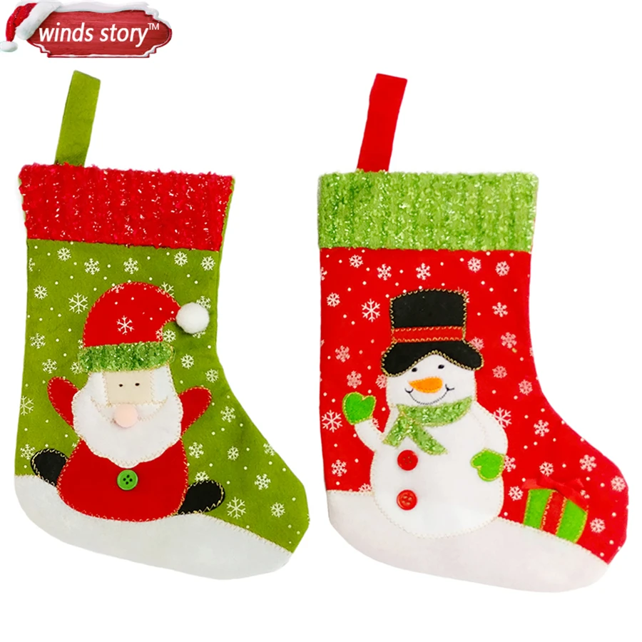 2019 Санта/снеговик украшения чулки рождественский носок висит носки подарок
