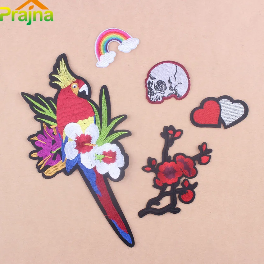 ZOTOONE птица патч цветок большой попугай вышитые нашивки Череп Байкер гладить на