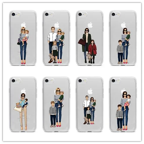 Moda Mae Do Bebe Caso Menina Para o iphone XR XS MAX 8 6 7 Plus 5 4 Мягкий ТПУ Прозрачный mulher Tampa Telefone Fundas