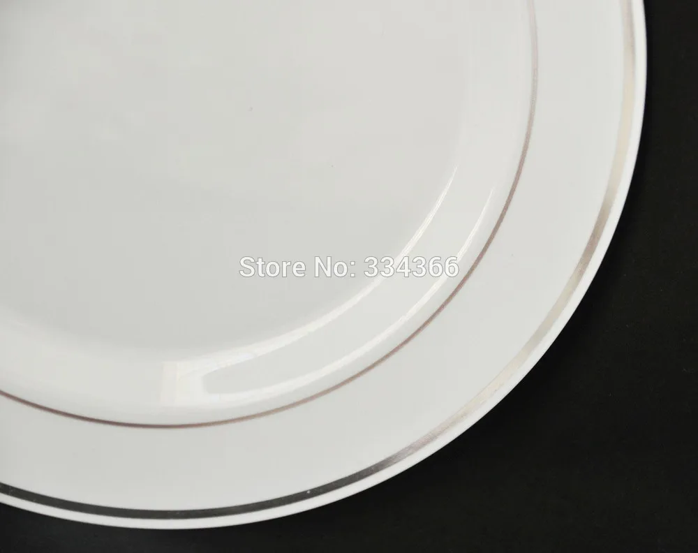 60 человек ужин Свадебные одноразовые Пластик пластины столового серебра обод