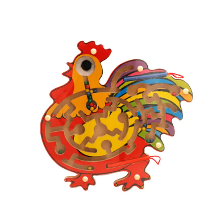 Cock 3D мультфильм звездное небо лабиринт Магнитные Детские игрушки для детей раннего образования головоломки деревянные игрушки Монтессори детская игрушка T0156 - Цвет: Cock
