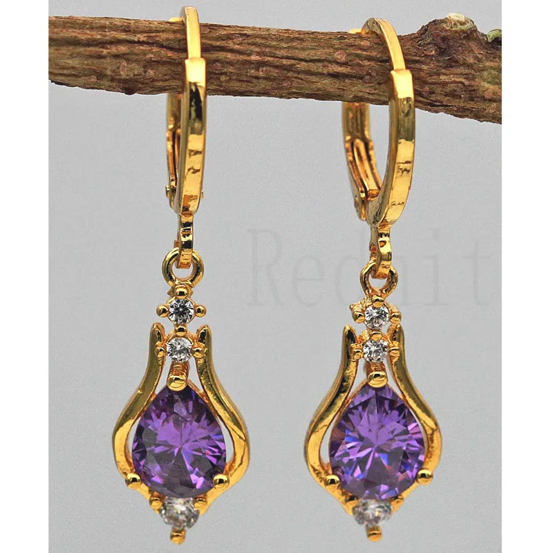 Роскошные серьги-кольца для женщин с желтым золотом, каплевидное кольцо с Каплевидным кубическим цирконием, блестящее ювелирное изделие для подарка