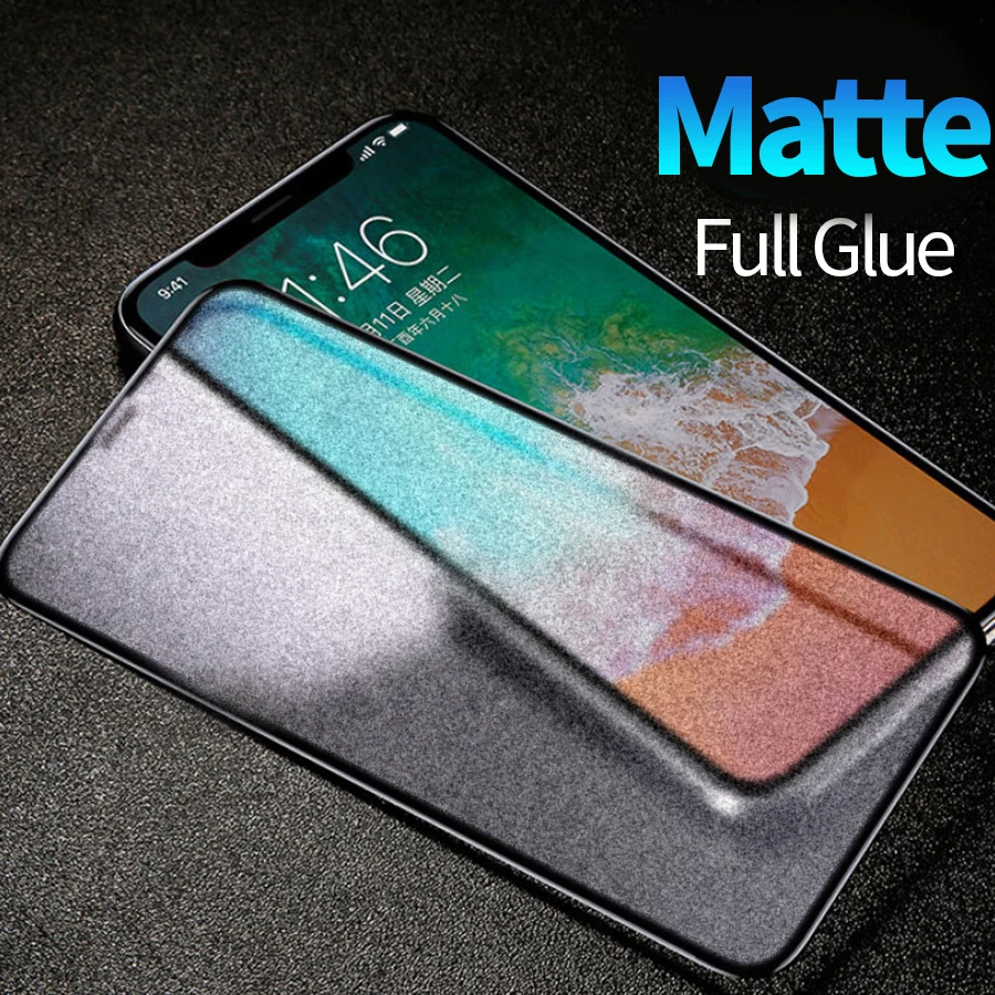 Полное покрытие полный клей матовый закаленное стекло для iPhone X XR XS Max 6 s 7 8 плюс