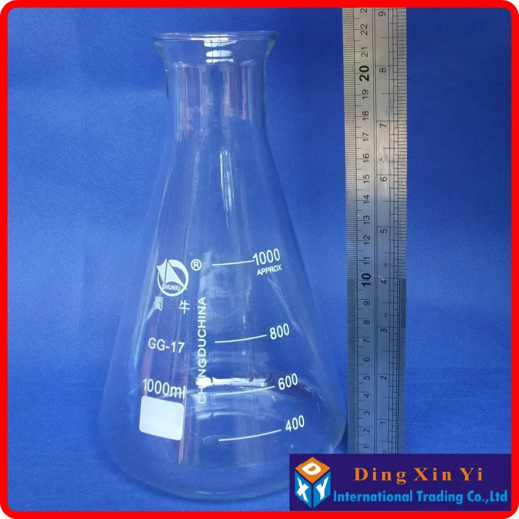 Стеклянная колба Erlenmeyer 1000 мл стеклянная коническая для лабораторного