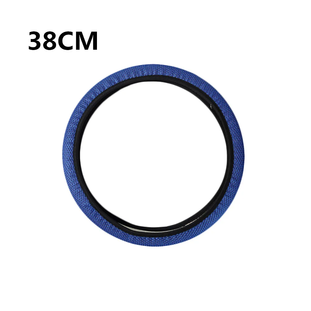blue-38cm Рулевое колесо крышка противоскользящая сетка Авто Летняя шелковая ткань для Kia Форте Ceed железным Стингер Рио пиканто Ниро Soulster No3 - Название цвета: blue-38cm