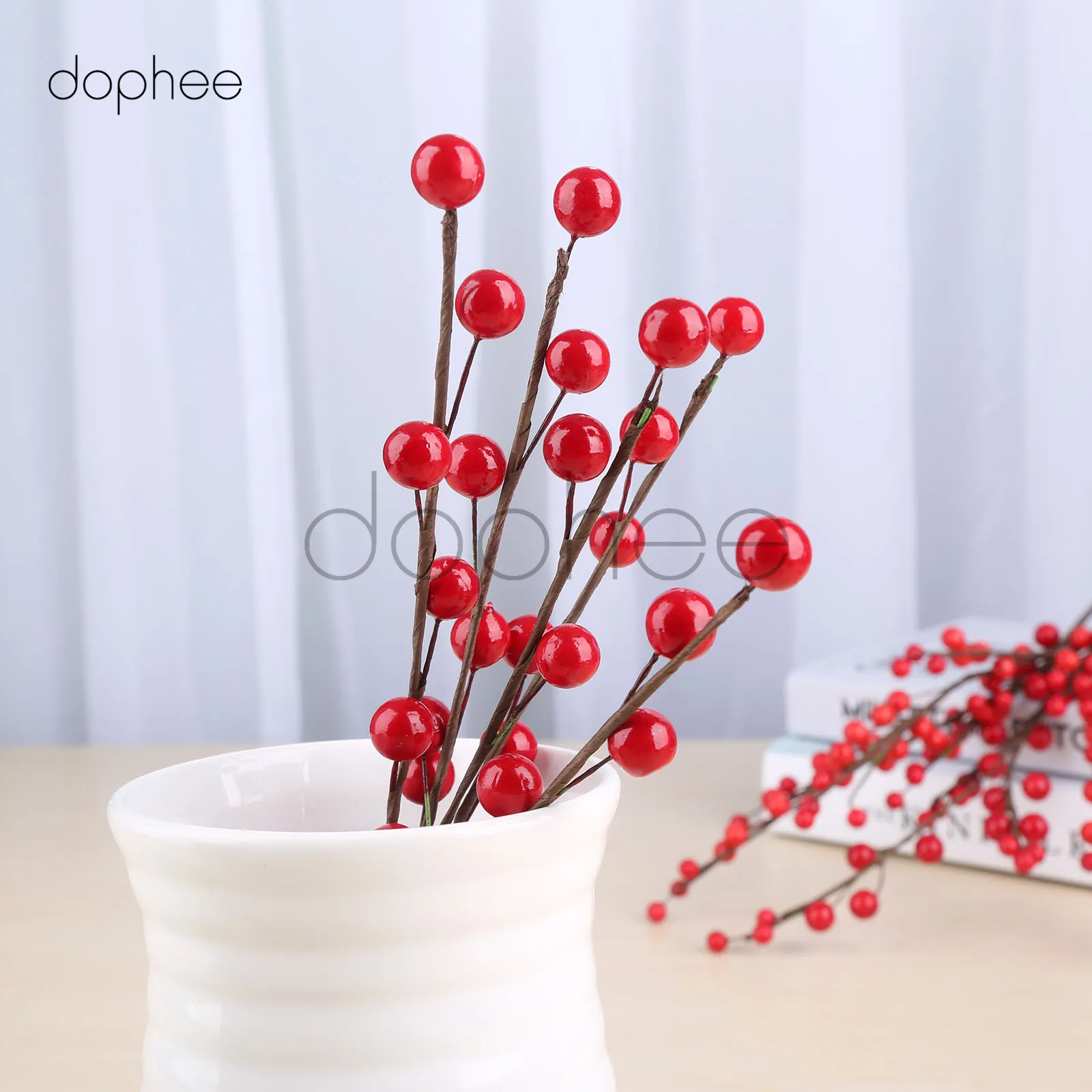 

dophee 5pcs Artificial Berry Bacca Bouquet For Wedding Decoration DIY Garland Rose Simulation Simulation Craft Flowers